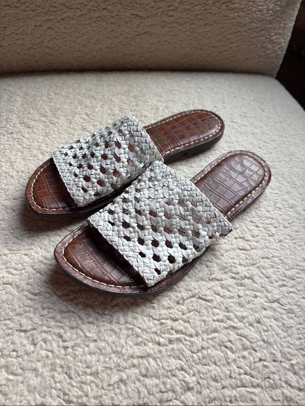 Sam Edelman, Woven White Slide Sandals for Women